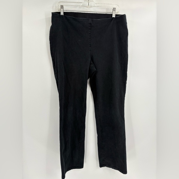 Soft Surroundings pull on Flat Front Elastic Waist black bootcut Pants sz large - Picture 1 of 11